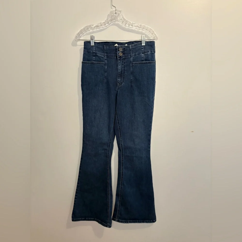 M Jeans Maurices Women's 10 High Rise Flare Dark Wash Jeans Denim No Back Pocket - Picture 5 of 14